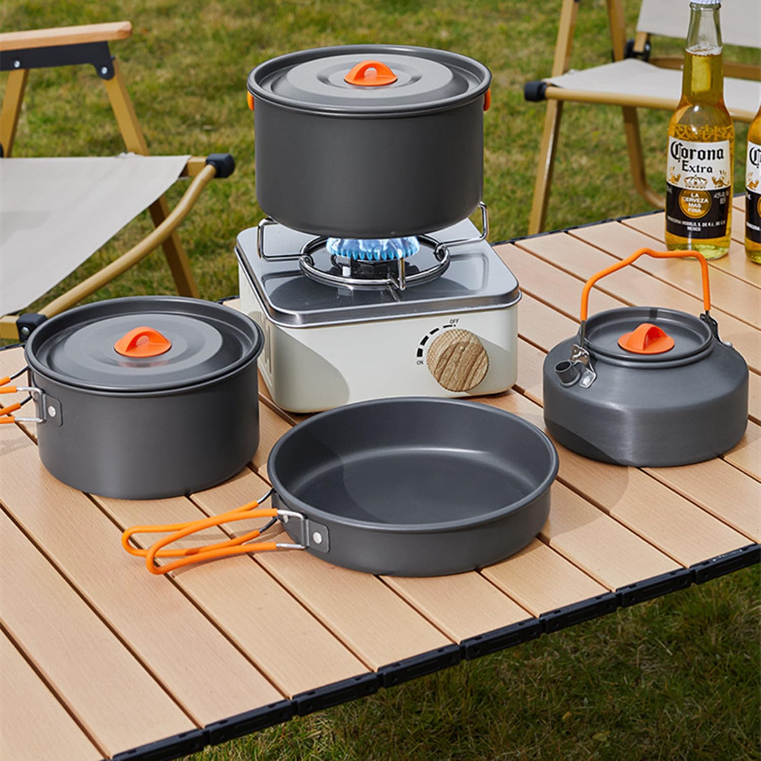 Campings Bratpfanne 30,5cm | Antihaft Outdoor Pfanne mit klappbarem Silikongriff | Inklusive Netzbeutel | Leicht & Robust | Für Camping, Wandern & Survival | Für alle Herdarten