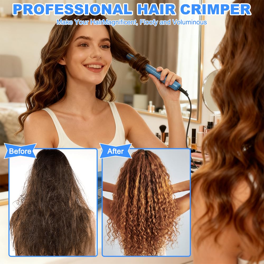Ferro crespo per capelli, capelli in ferro crespo con 4 livelli di temperatura, in ceramica crepe ferro, riscaldamento rapido per acconciatura soffice e volume, per tutti i tipi di capelli