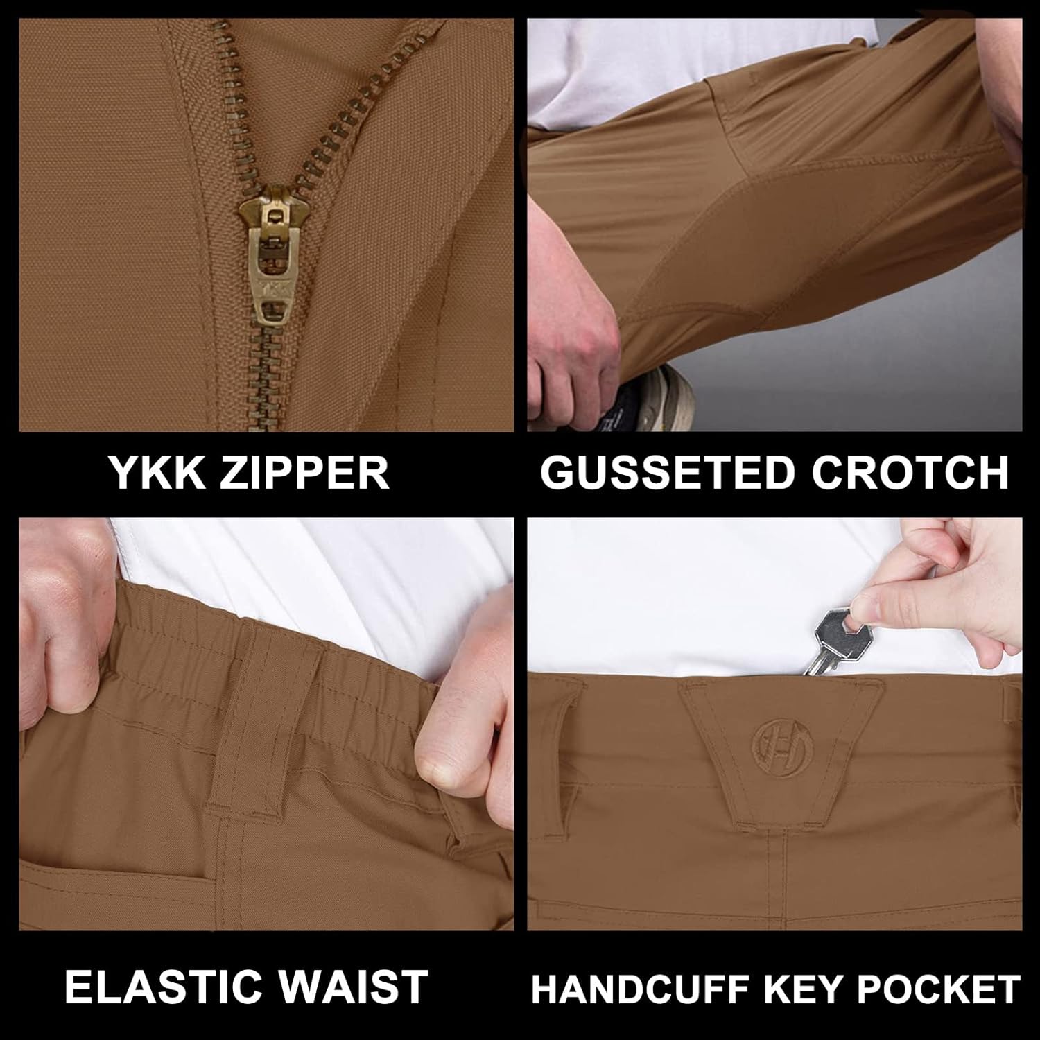HARD LAND Men's Tactical Shorts 8.5 Inches Flex Stretch Ripstop Work Cargo Shorts Waterproof Hiking Shorts