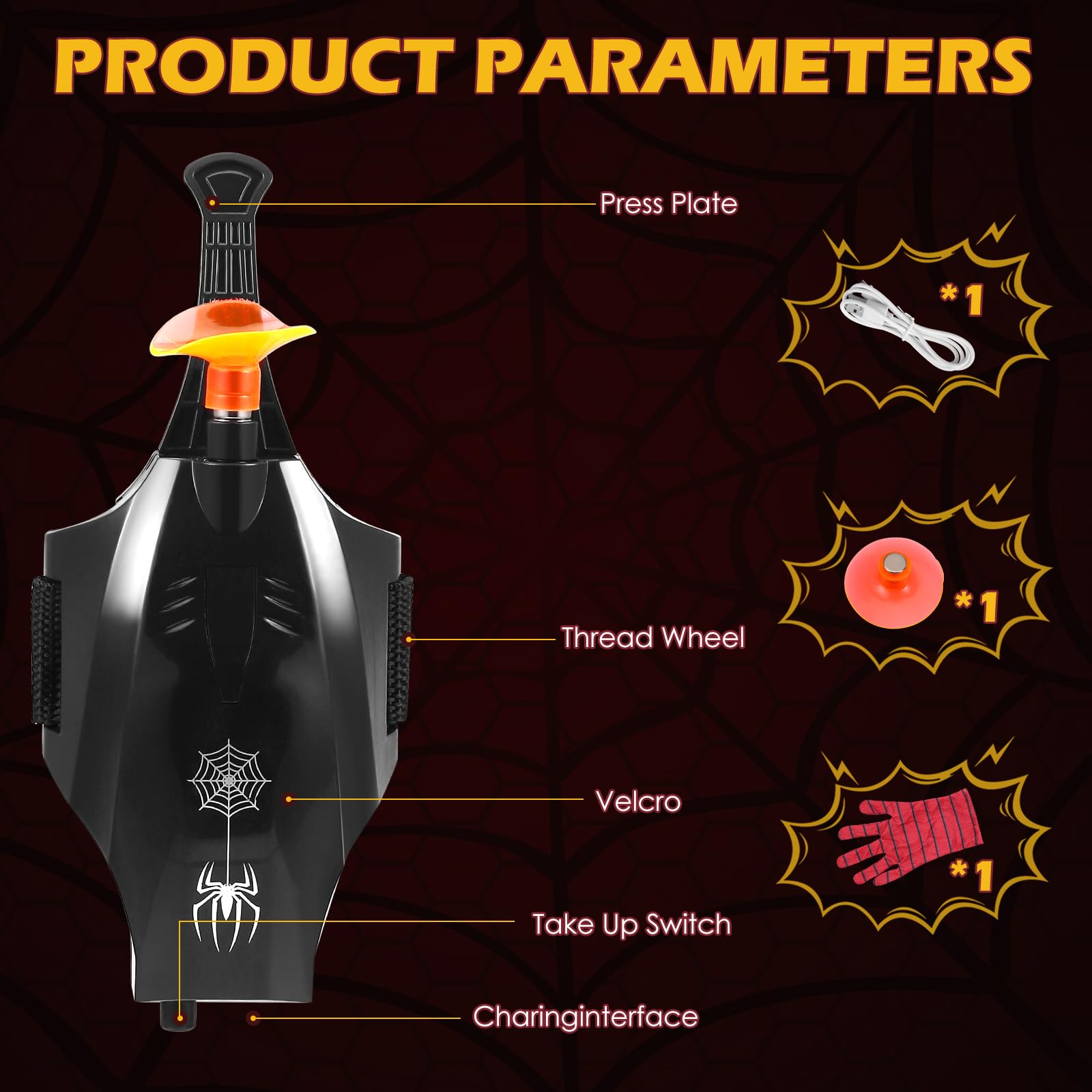 Towwoo Spider Web Shooter, Launcher Handschuh Spider Cosplay Handschuh 3m Launcher Handgelenk Spielzeug Set Elektrischer Automatische Kabelwicklung (Upgrade)