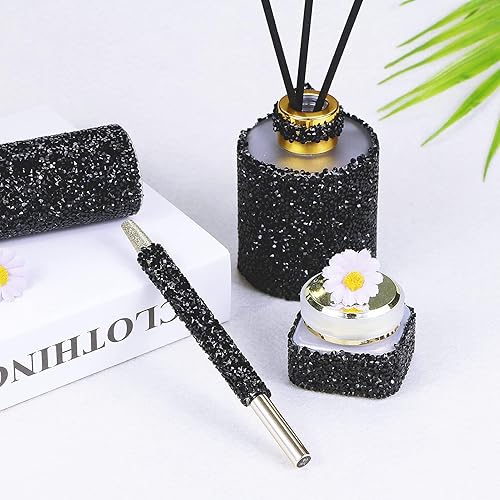 Miniatura 6 de Locacrystal Adhesivo con diamantes de imitación para decoración del hogar, calcomanías autoadhesivas para decoración de autos y manualidades (negro,