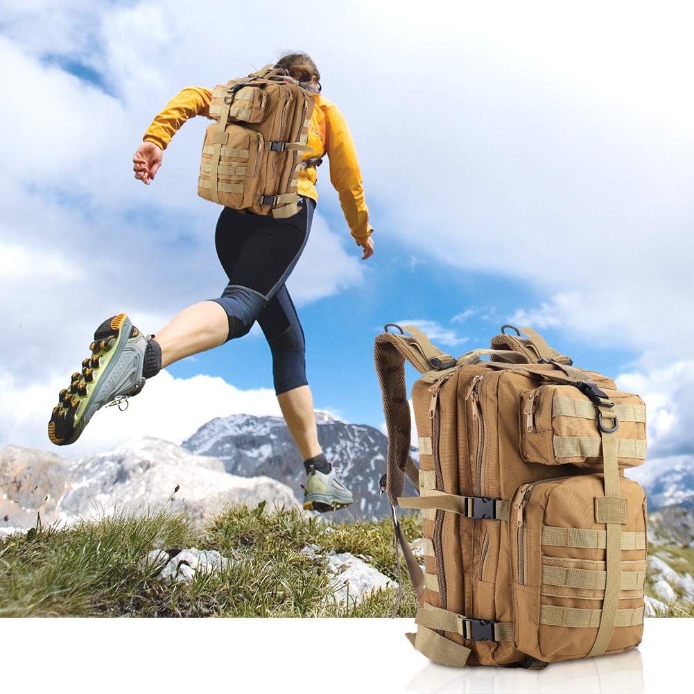 MINGPINHUIUS Wielofunkcyjny wojskowy plecak taktyczny, na zewnątrz wodoodporny plecak turystyczny 35 l plecak kempingowy o dużej pojemności plecak wojskowy assult plecak do trekkingu wspinaczki wędkarstwa polowania (khaki)