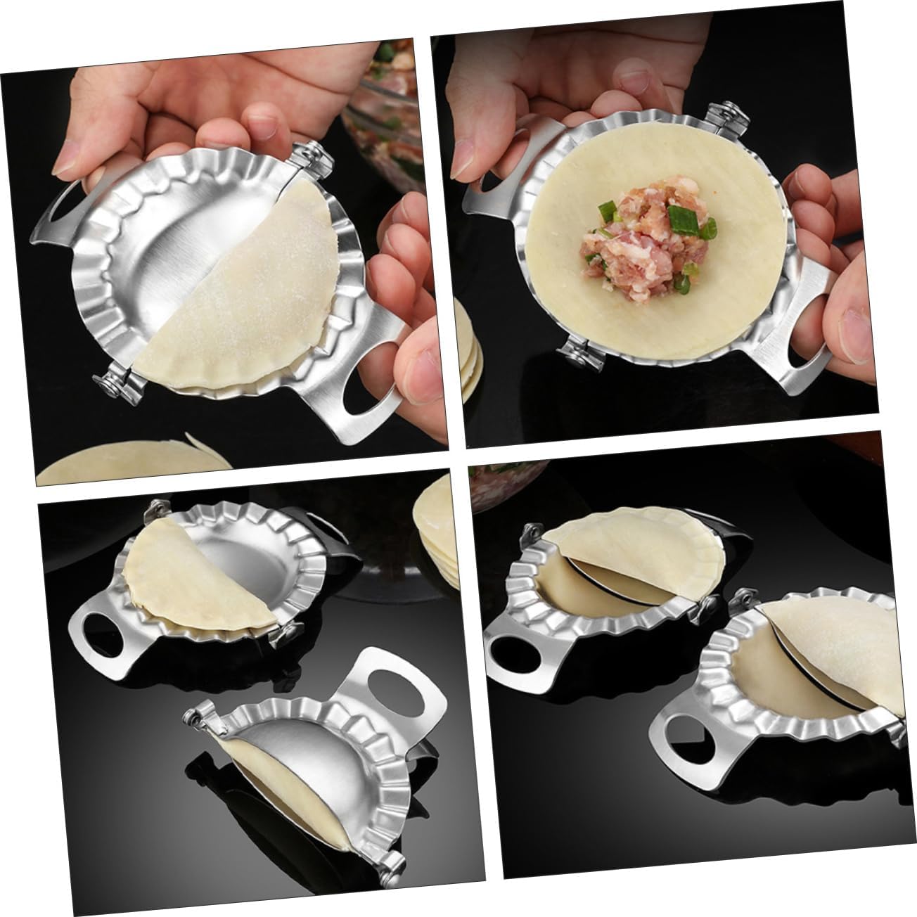 Zerodeko 1set Stainless Steel Dumpling Maker Practical Molds for Dumplings Ravioli Empanadas Easy to Use and for Home Cooking