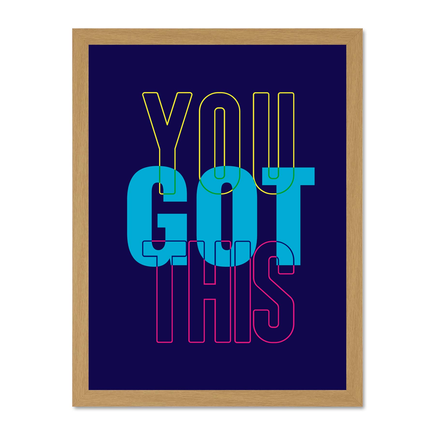 Wee Blue Coo Positivity You Got This Typography Large Framed Art Print Poster Wall Decor 18x24 inch