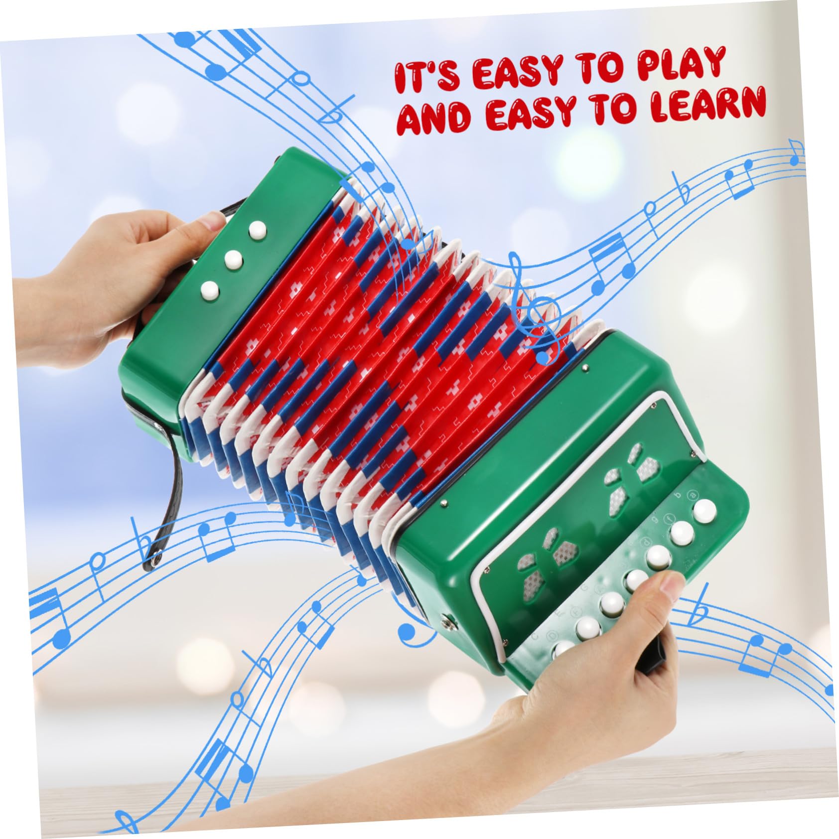Fisarmonica per Tasti Verde Giocattolo Musicale Educativo per Ragazzi e Ragazze Strumento Introduttivo per Principianti con Design Accattivante e Facile da Suonare
