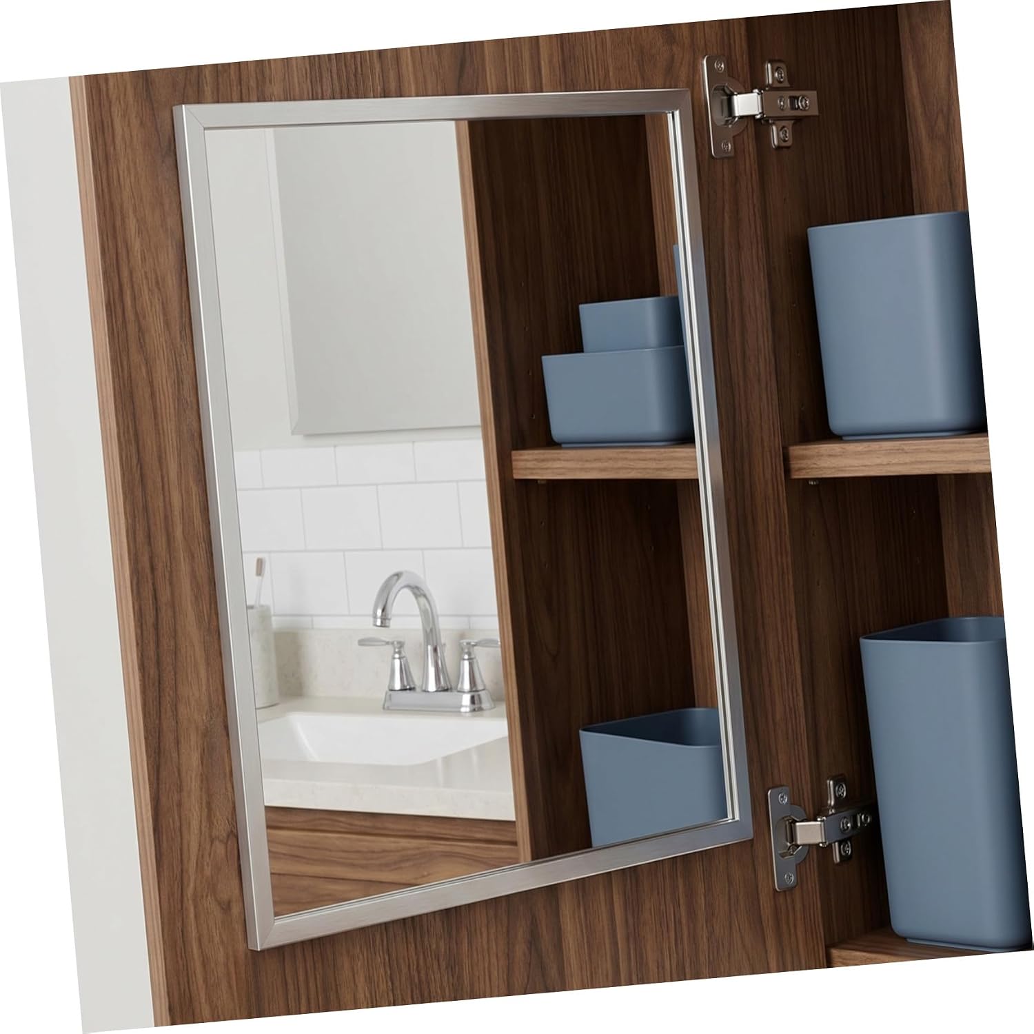 4pcs Self-Adhesive Shatterproof Acrylic Mirror Tiles 20x30cm Silver Straight Edge, Unbreakable Wall Sticker for Bathroom and Home Décor