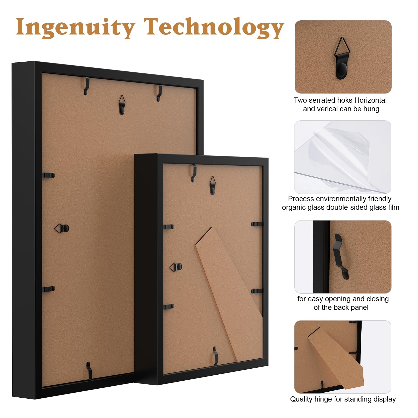 (2 Packs) 8''x10'' Shadow Box Frame Deep Wood & Acrylic Display Case for Memorabilia, Crafts, Tickets, Flower, Pictures, Medals, Pins, Awards(8" x 10" Black)