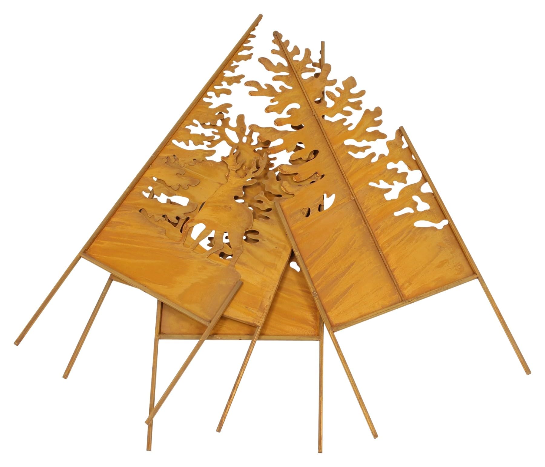 Dekoleidenschaft großer Gartenstecker Hirsche im Wald aus Metall mit Echtrost, 120x85 cm, Dekostecker, Rostdeko, Gartendeko für Draußen
