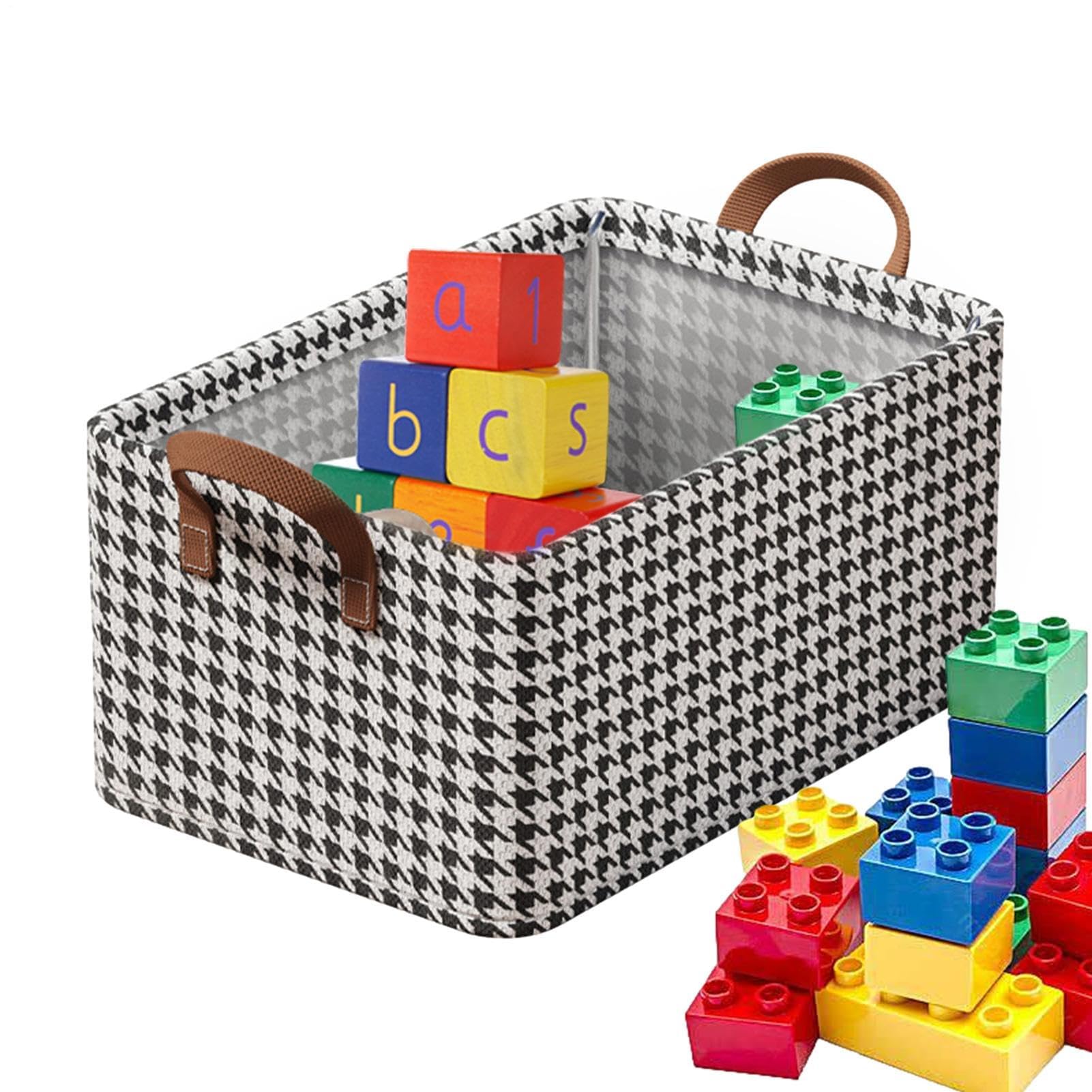 Mrku Basket Storage Box Kitchen Fabric Bin Clothes Decorative Sturdy Fabric Rectangular Bin With Handles For Organizing