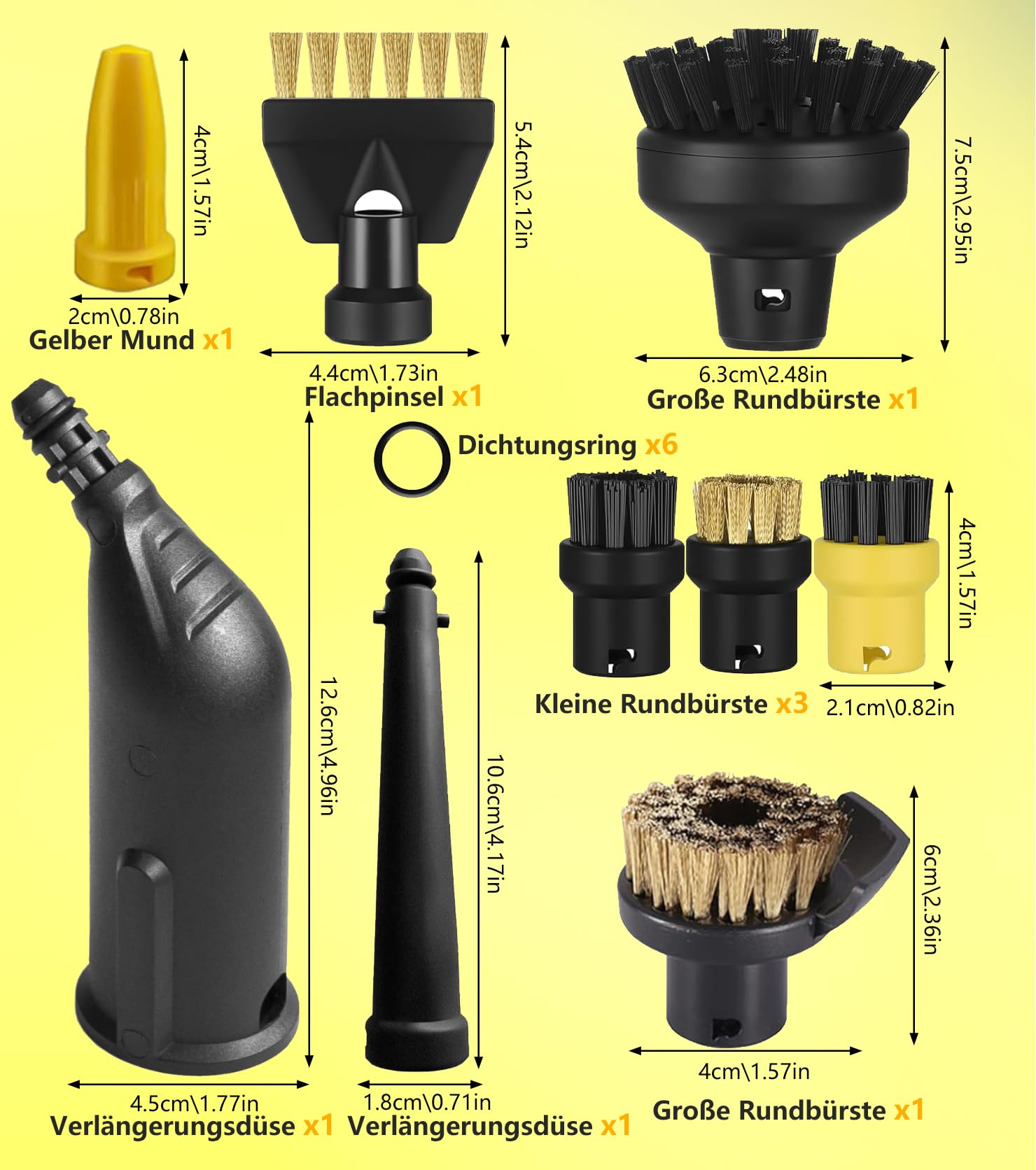 Lot de 15 accessoires pour nettoyeur vapeur Kärcher SC3 SC1 SC5 SC4 SC2,compatible Kärcher SC1-5 accessoires buse allongée buse incurvée, brosse ronde en laiton, brosse plate en laiton