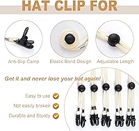 Vista 4 de Sucrain 5 clips ajustables para sombrero, cordón de barbilla para golf, pesca, navegación