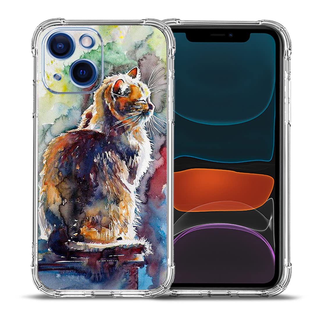 Beaucov Case for iPhone 14 Plus, Cute Cat Painting Drop Protection Shockproof Case TPU Full Body Protective Scratch-Resistant Cover for iPhone 14 Plus