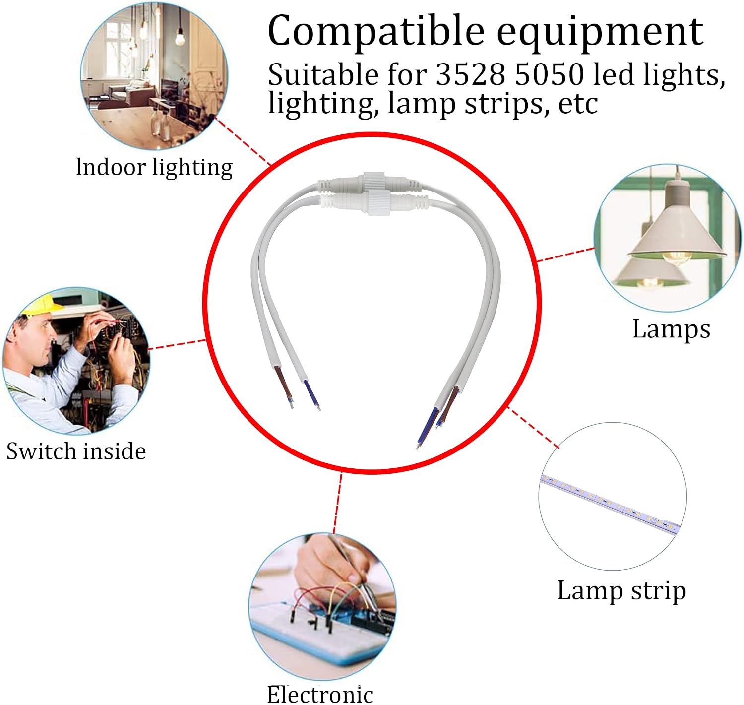 White 2 Pin LED Waterproof Male to Female Connector Extension Cable 2 pin Plug LED Light Bars led connctor Cable for Car,Truck,Boat LED Strip Lights [4 Pairs-7.8inch/20cm]