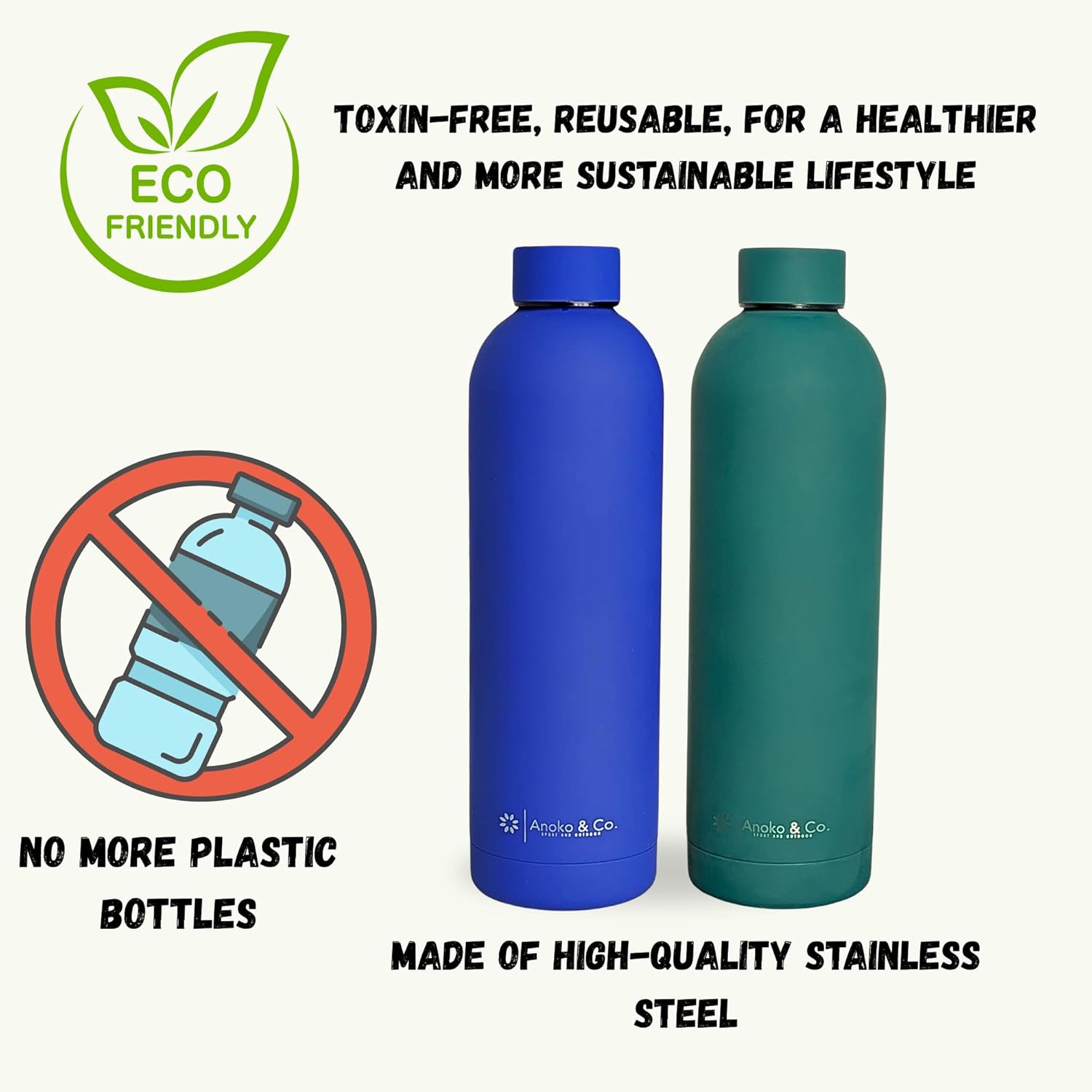 Insulated Stainless Steel Water Bottle - 25Oz - Matte finish–Leakproof, BPA-Free, Double-Wall Vacuum Flask | Keeps Drinks Hot 12h / Cold 24h | For Gym, Hiking, Yoga, School, Office, For the Go
