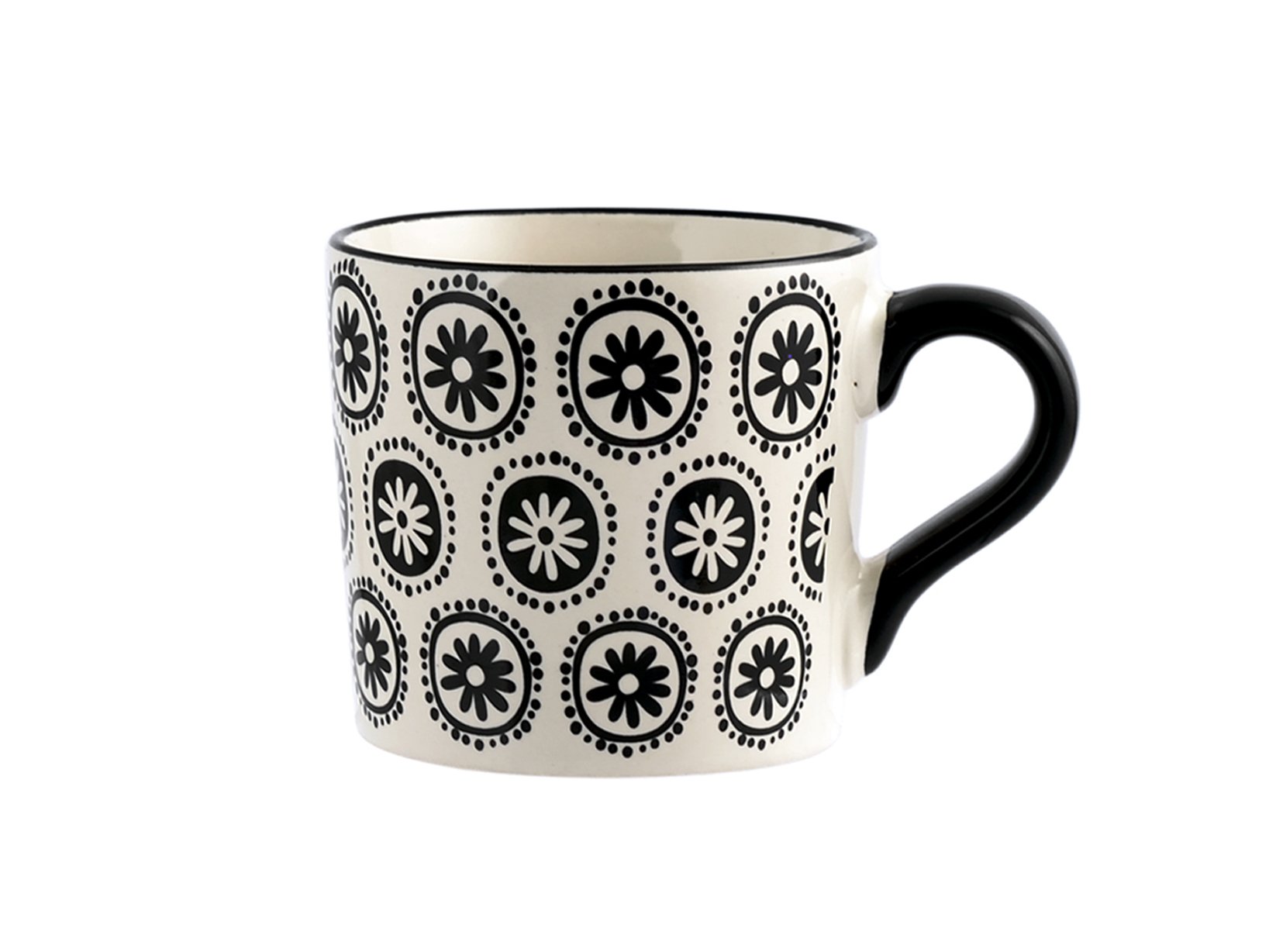 H&H set 6 tazze caff in stoneware vhera con piatto cc90 & Vhera Tazas, Piedra, Blanco/Negro, 6 Unidad (Paquete de 1), 6