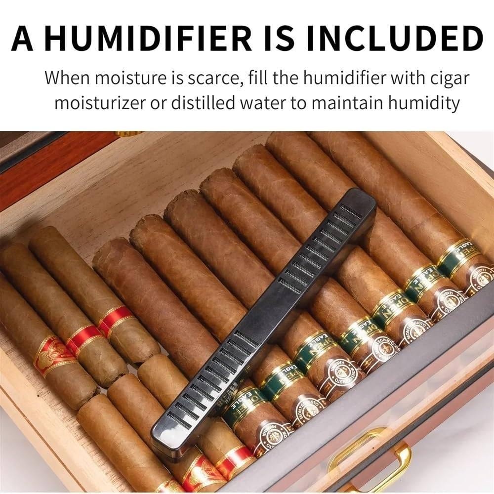Zigarren-Humidor Zedernholz Aufbewahrungsbox mit 3 Schichten Schubladen und digitalem Hygrometer, Tisch-Elektro-Humidor für den Desktop-Einsatz