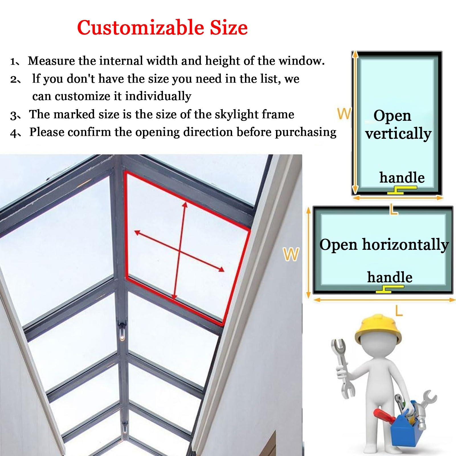 Claraboyas para Techos de Casas, Tapa de Trampilla para Áticos, Instalación Manual de Claraboyas en Techos Planos Inclinados, para Pasillos, Terrazas, Escaleras y Garajes(LxW 80x70cm/31.5x2