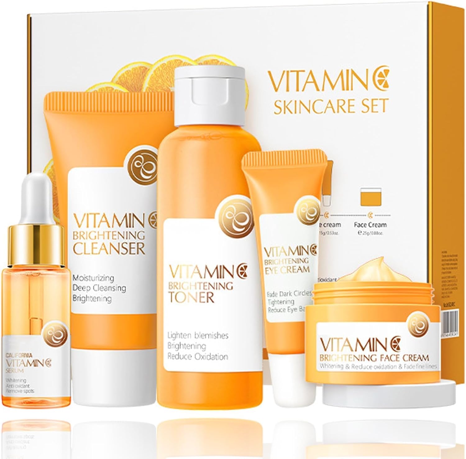Vitamin C Skincare Set, 5-In-1 Skincare Gift Set With Cleanser, Toner, Face Serum, Face Cream, And Eye Cream, Skin Care Products For Teen Girls, Long-Lasting Moisturizing Skincare Set For Women Men