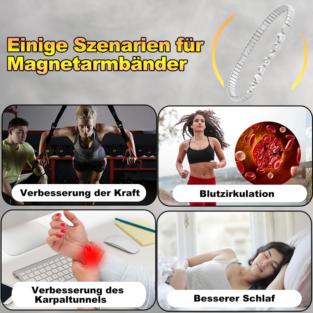 HAQI Magnetarmband für Damen Edelstahl Elastisches Armband Energie Magnetfeldtherapie Arthritis Schmuck Dehnbar
