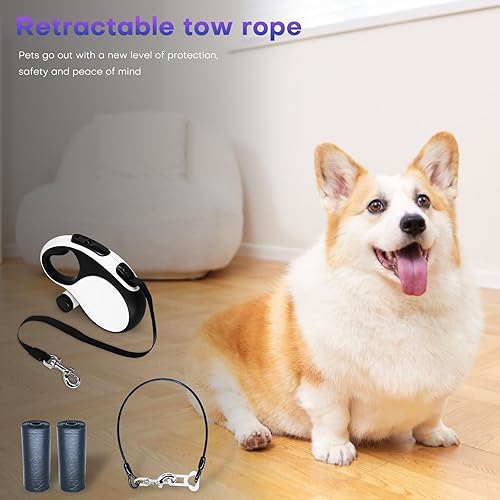 Miniatura 7 de Correa retráctil para perro con cable a prueba de mordidas, correa resistente de 26 pies para perros medianos y grandes de hasta 110 libras, correa