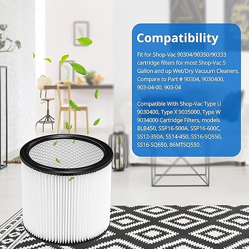 Miniatura 2 de 90304 True HEPA Cartridge Filter Replacement, Compatible with Shop-Vac Shop Vac 90304, 90350, 90333, 903-04-00, 9030400,90585, Compare to Shop Vac