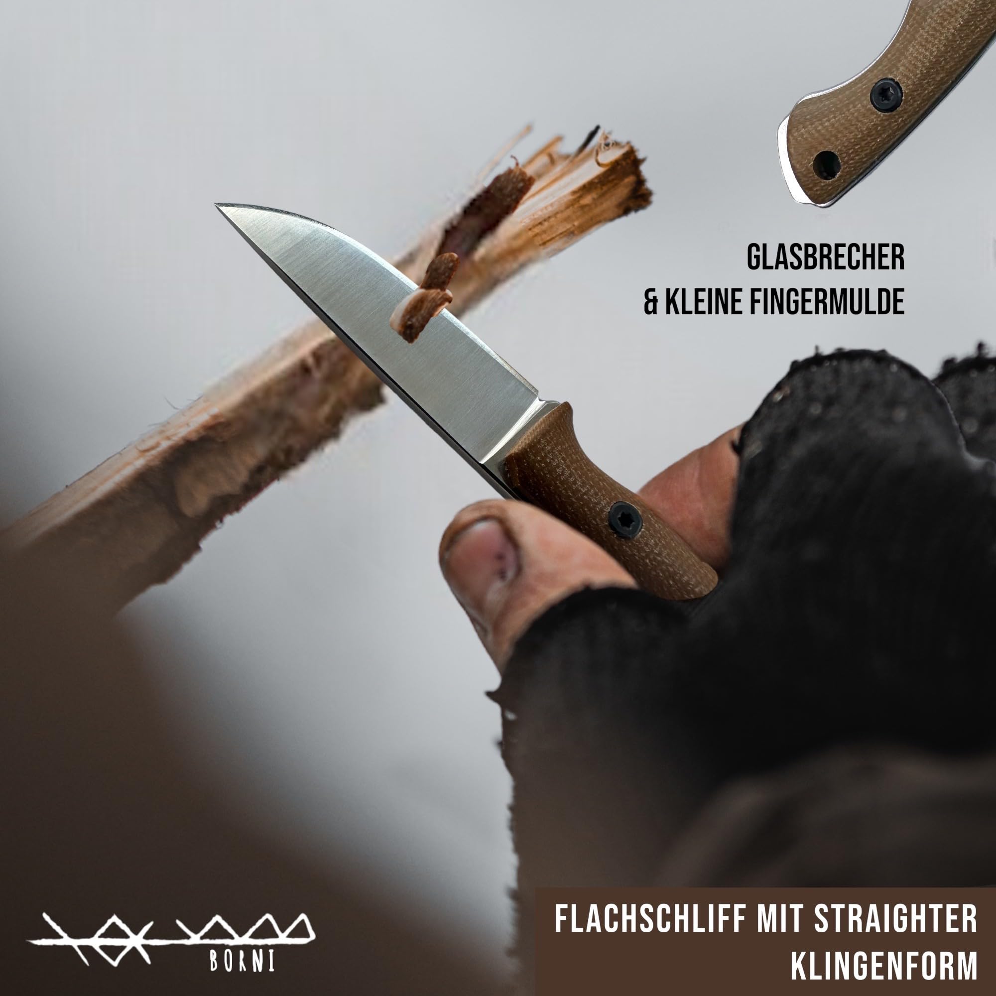 SK Wild Ones® Neck Knife Messer - Outdoor Neckknife Survival - Jagdmesser feststehende Klinge - Echtleder Holster Gürtelmesser & Micarta Griff - EDC Outdoor Messer - 440 C Edelstahl Borni