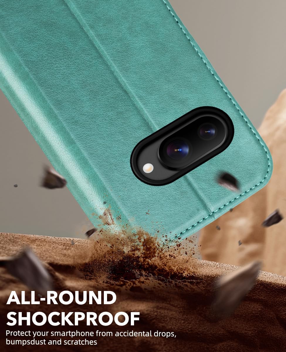 OCASE Compatible with Google Pixel 10a Wallet Case, PU Leather Flip Folio Case with Card Holders RFID Blocking Kickstand [Shockproof TPU Inner Shell] Phone Cover 2026, Green