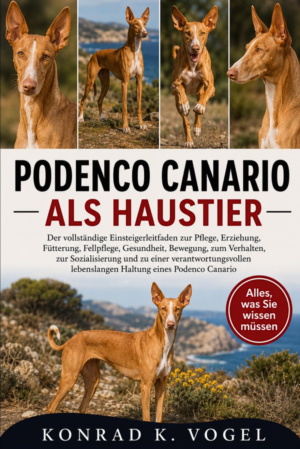 PODENCO CANARIO ALS HAUSTIER: Der vollständige Einsteigerleitfaden zur Pflege, Erziehung, Fütterung, Fellpflege, Gesundheit, Bewegung, zum Verhalten, ... lebenslangen Haltung eines Podenco Canario
