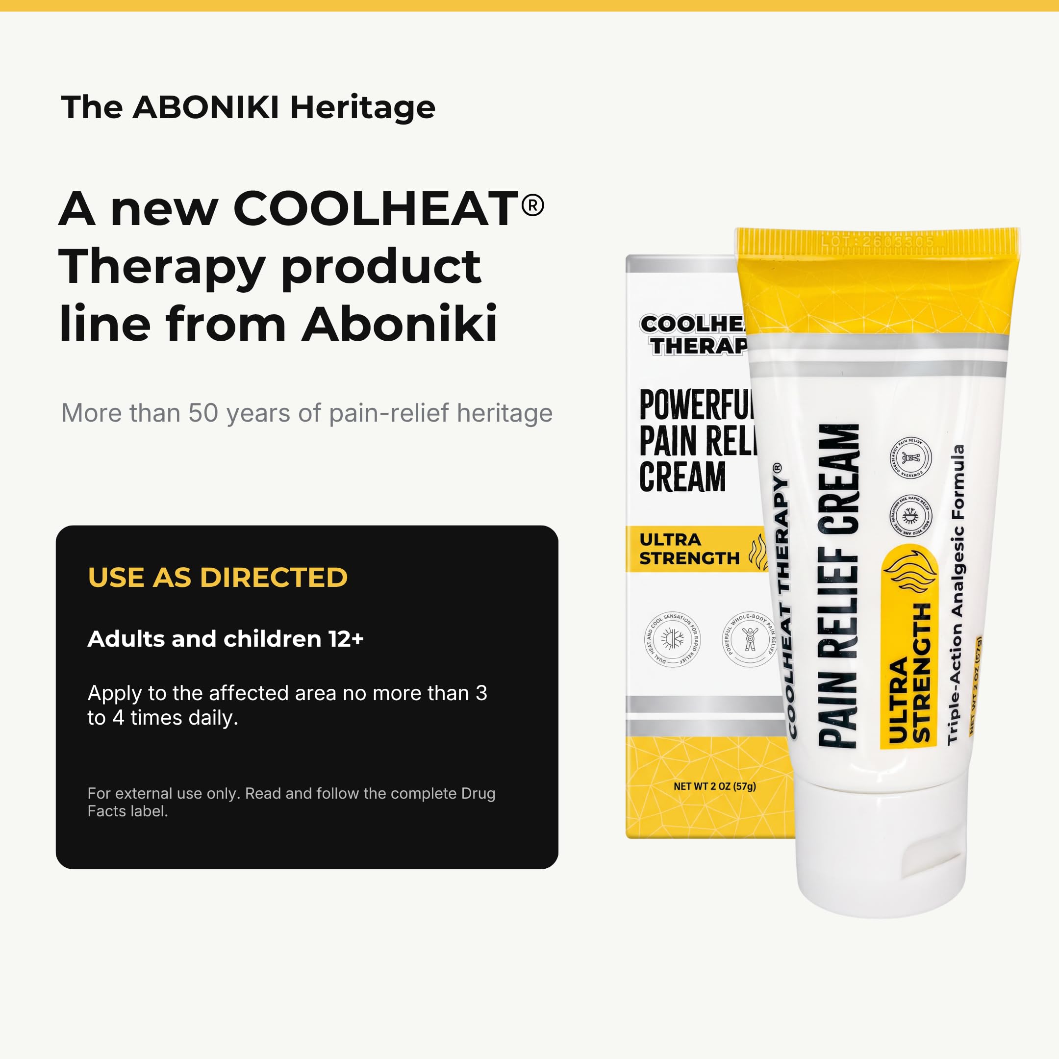 Aboniki COOLHEAT Therapy Ultra Strength Pain Relief Cream, Menthol 10%, Methyl Salicylate 30% and Camphor 4%, Cooling and Warming Topical Analgesic, 2 Ounce (Pack of 1) — Amazon image 7