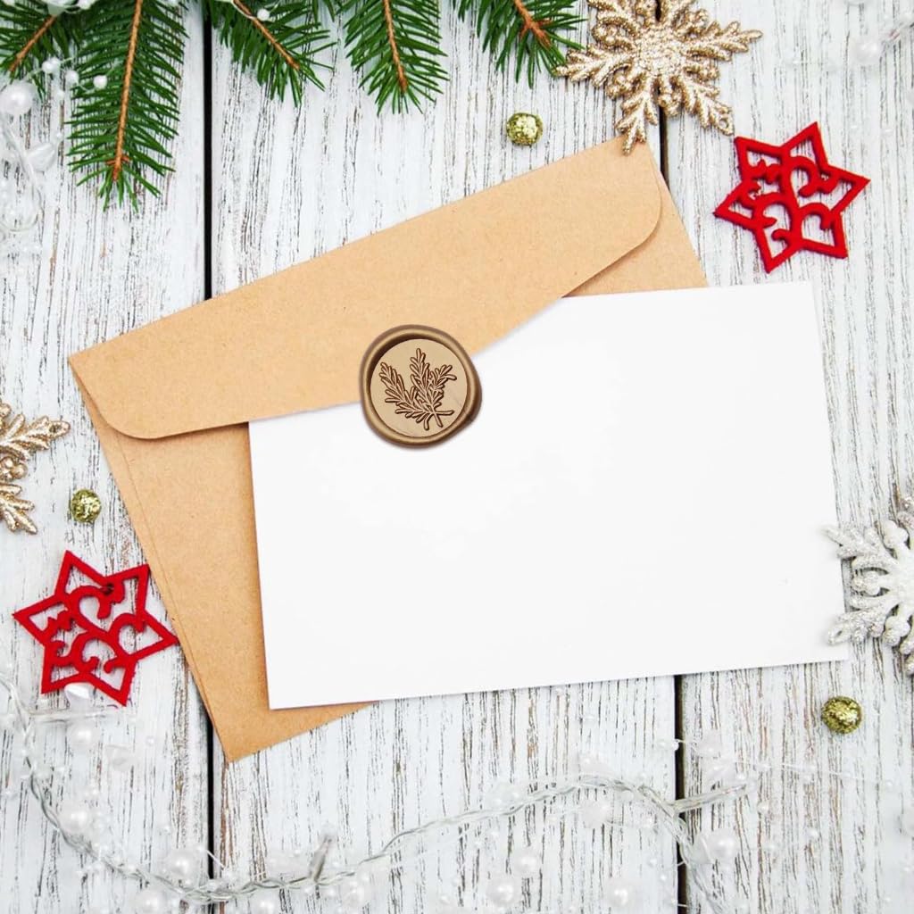 HASTHIP® 30PCS Golden Wax Seal Stickers Wedding Invitation Envelope Self-Adhesive Embossing Seals for Christmas Gift Wrapping Party Envelopes 4
