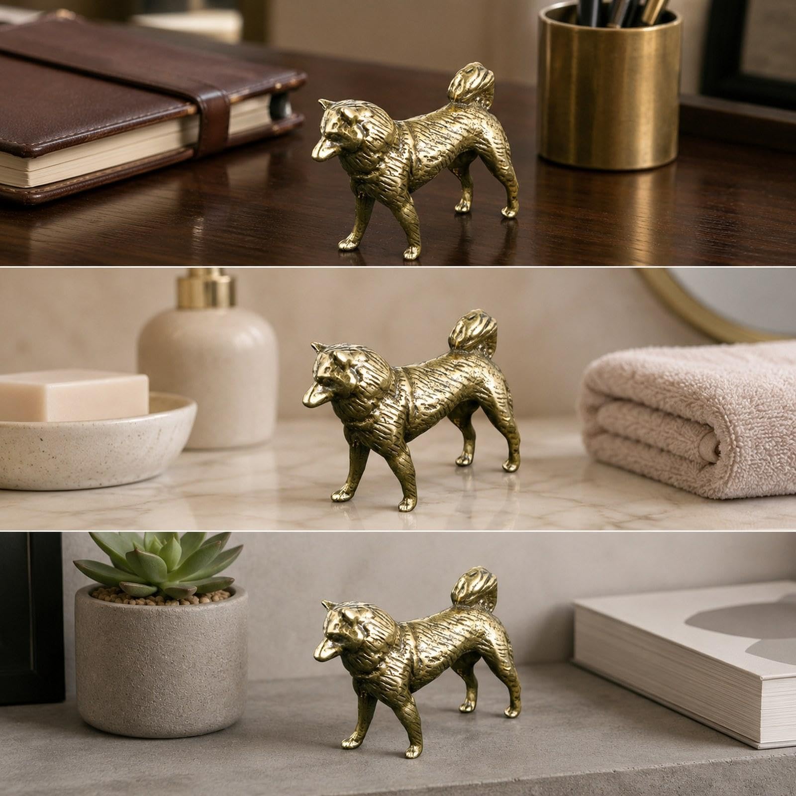 Amazon.co.jp: LDDIFHWW 真鍮製の犬の置物、ヴィンテージ風の金属製