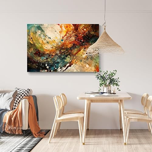 Miniatura 5 de gaosoul Lienzo impreso abstracto de forma aleatoria, pinturas artísticas de líneas deslumbrantes amarillas y cian, graffiti, póster de arte de pared