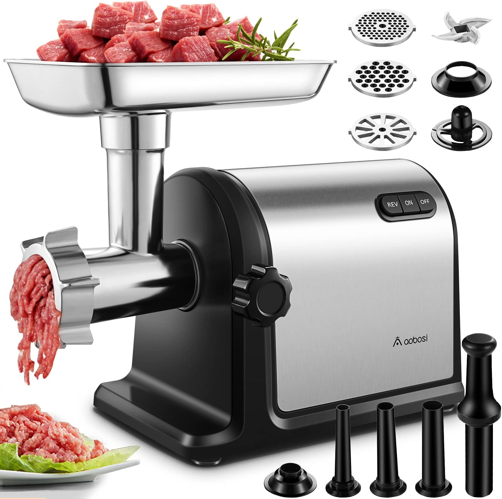 Amazon.com: Gourmia Electric Meat Grinder 500 1000 Watt Max 3 Stainless ...