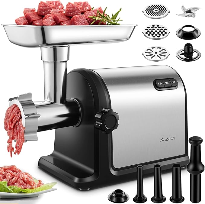 AAOBOSI Meat Grinder【3000W Max】Heavy Duty Stainless Steel Meat Grinders