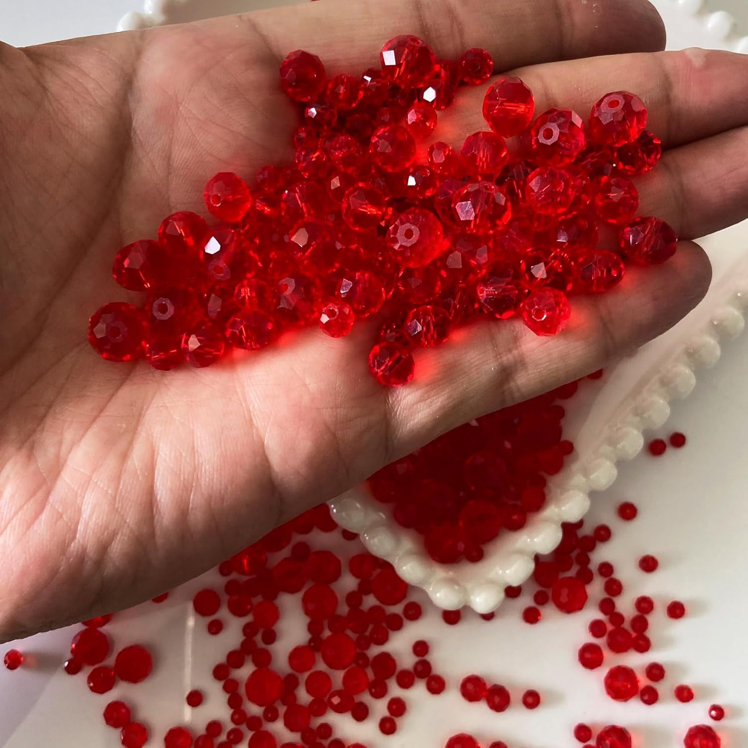 780Pcs Briolette Glass Beads for Jewelry Making, 3-10mm Faceted Red Crystal Glass Beads for Bracelets, Rondelle Crystal Loose Beads Bulk for Crafts Wine Charms Wind Chimes Suncatchers - Image 4