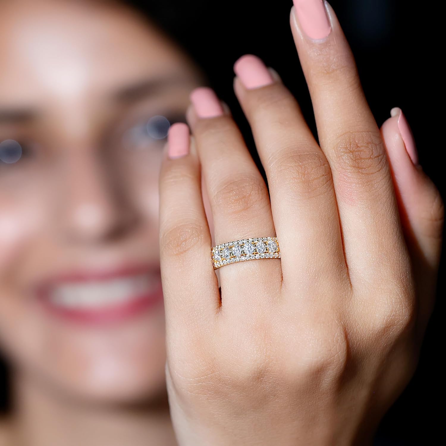 Certified Moissanite Half Eternity Band for Women, D-Vs1 Quality, Moissanite Anniversary Ring - Ideal for Gift