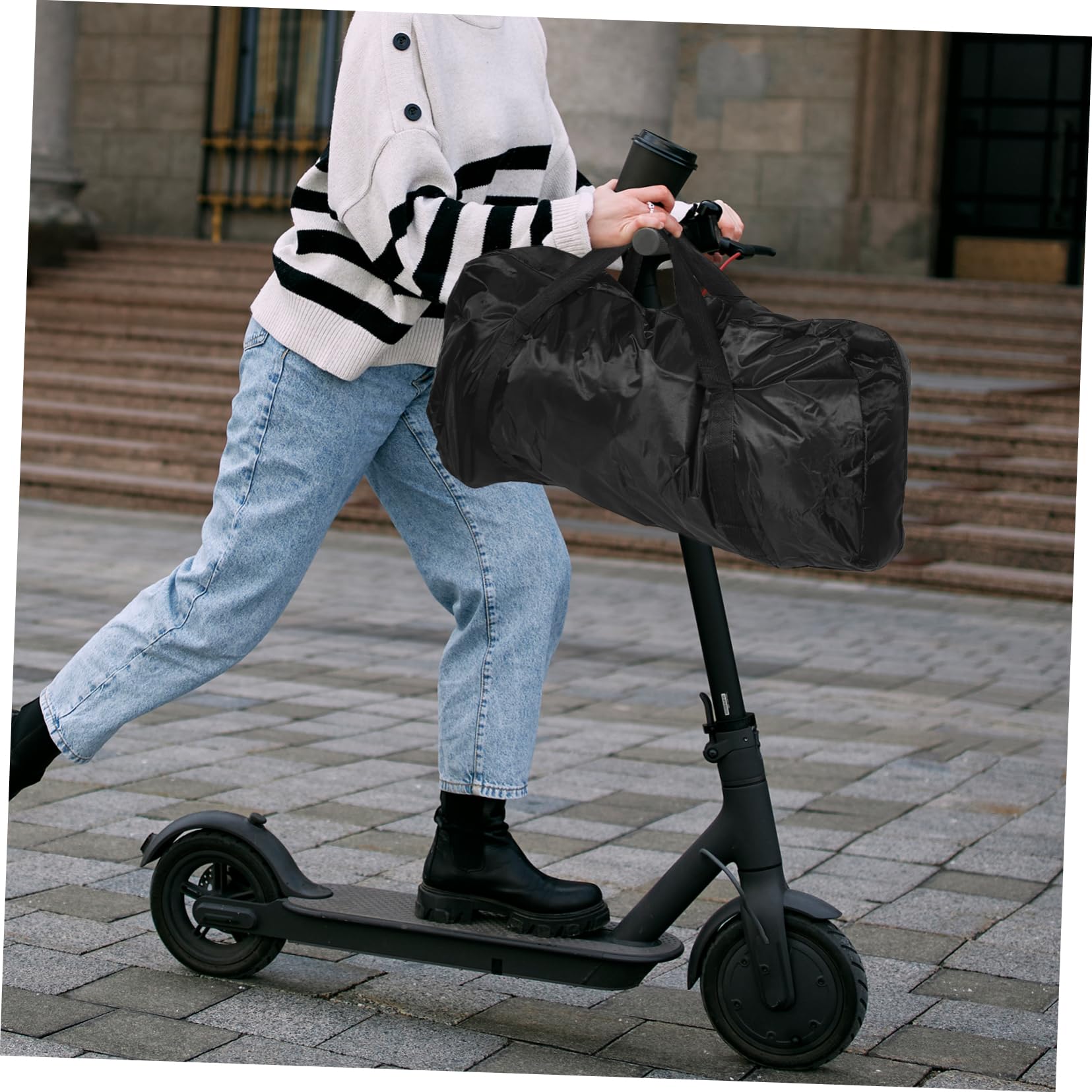BESPORTBLE Sacoche de Rangement pour Trottinette Électrique en Nylon Noir Grosse Capacité et Protection Robuste pour Accessoires et Déplacements Urbains