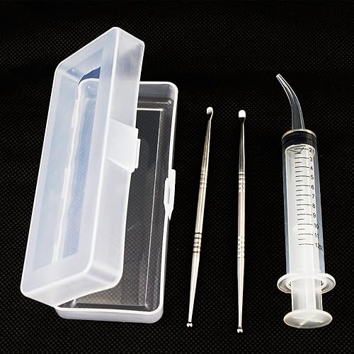 Miniatura 2 de Airgoesin 2 púas de eliminación de piedras amígdalas de acero inoxidable Tonsilolith Premium Herramienta limpiador oral+1 jeringa de riego con una