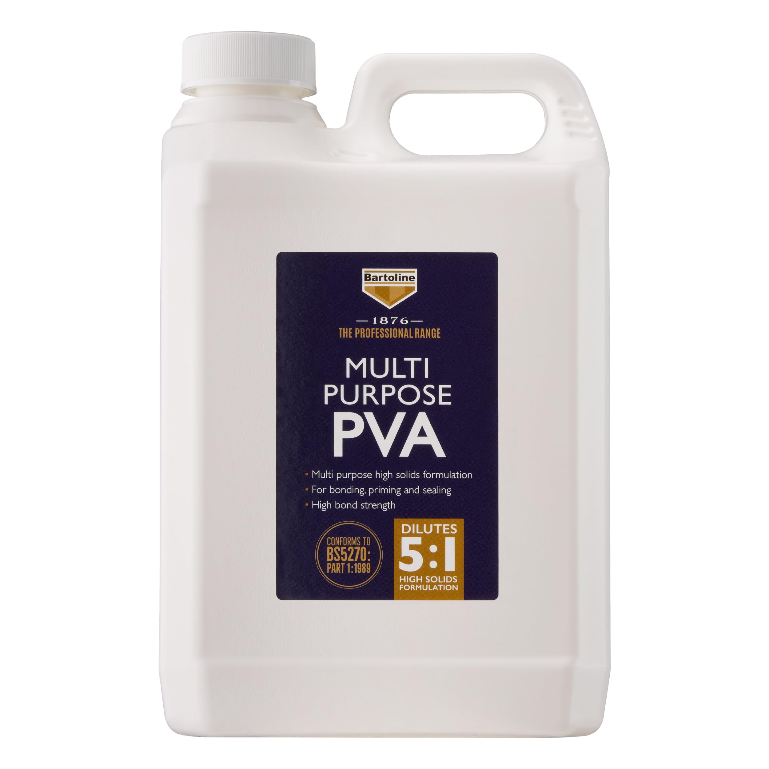 Bartoline 1876 PVA Adhesive 2.5L – Multi-Purpose Primer and Bonding Agent for Plastering, Sealing and Porous Surfaces High Strength, Fast Drying Formula