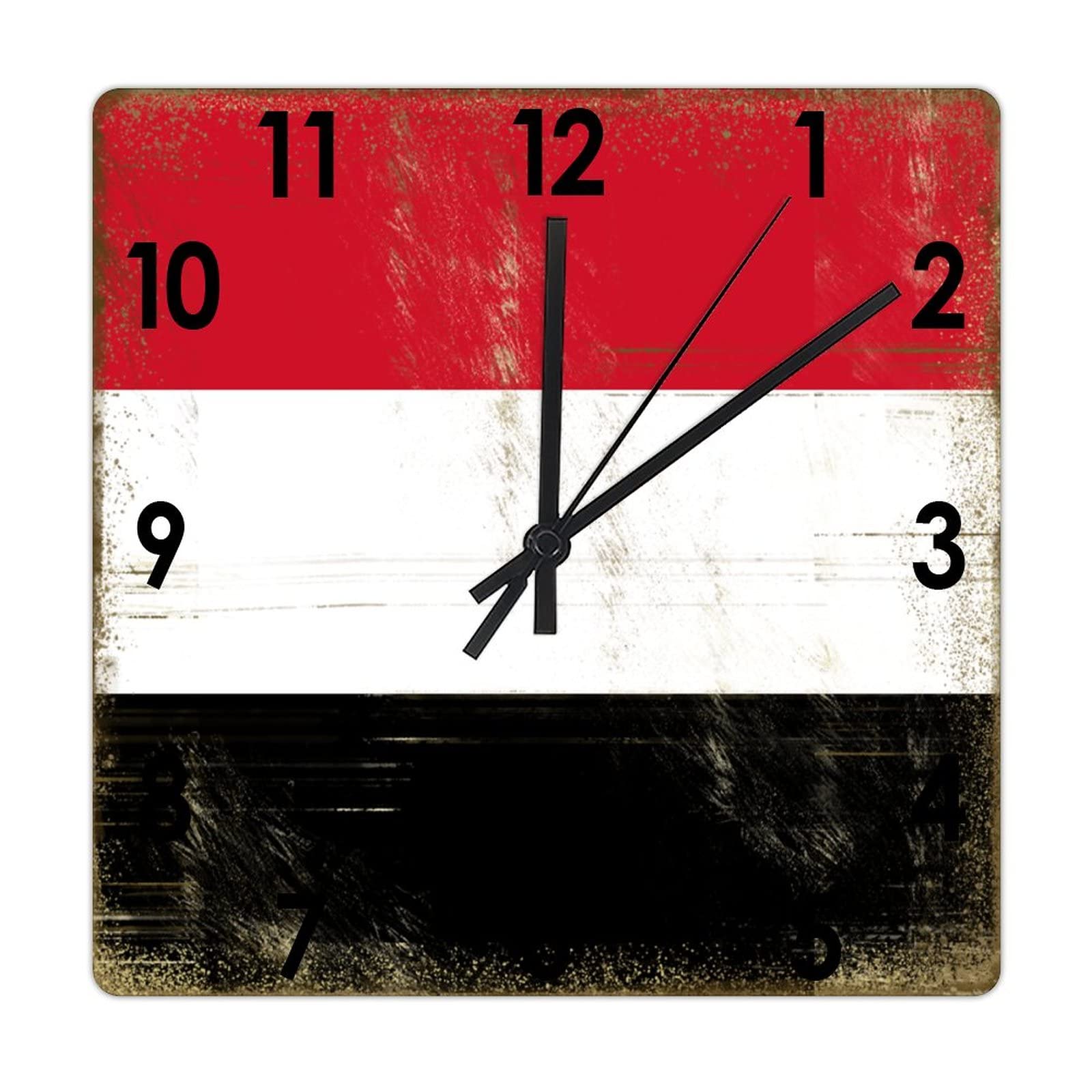 Horloge murale en bois du Yémen silencieuse 38 cm déco de ferme pile