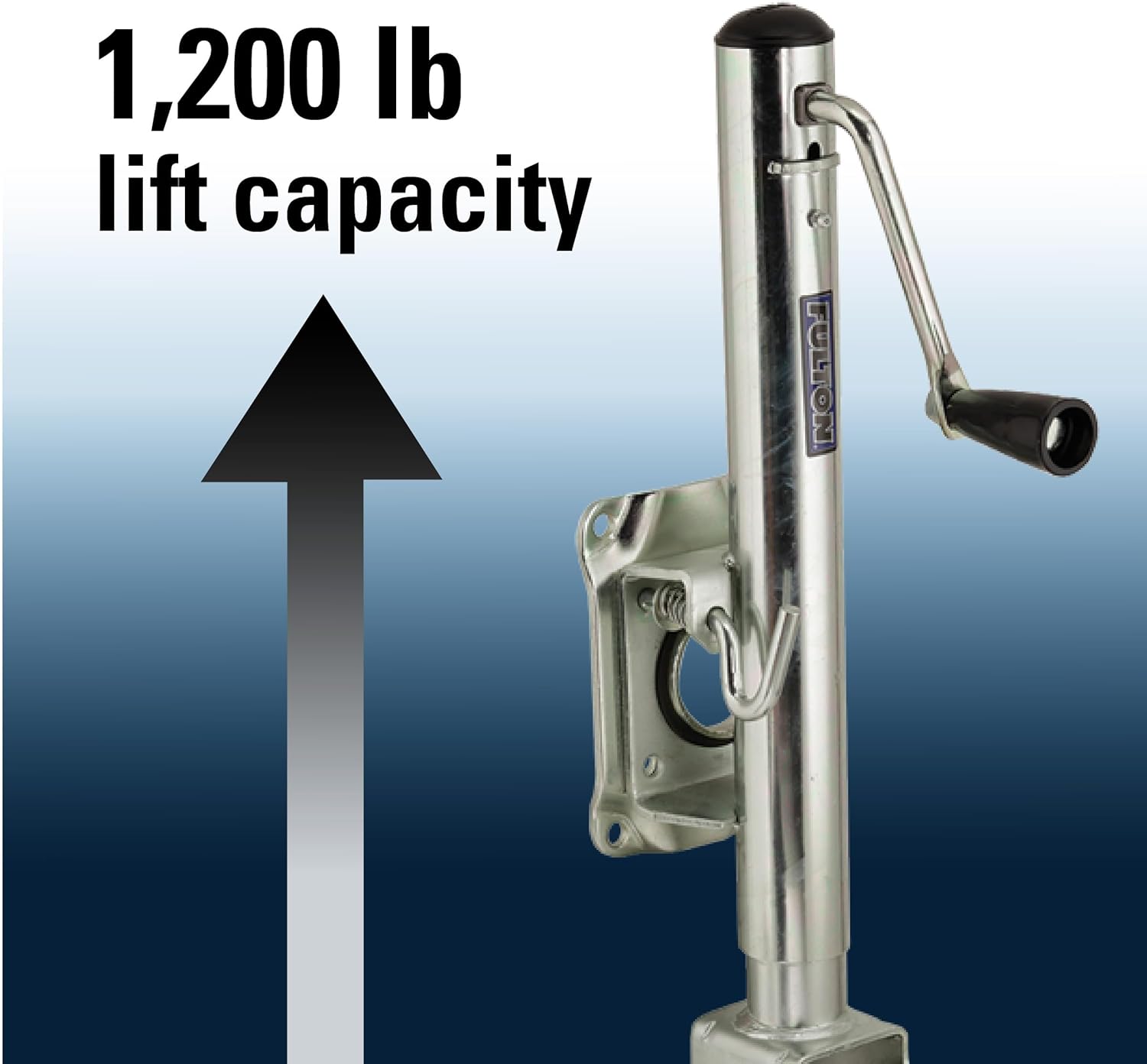 Fulton TJ12000101 Marine Trailer Jack, 1,200 lbs. Lift Capacity, Sidewind, Bolt-On Side Mount, 10 Inch Travel