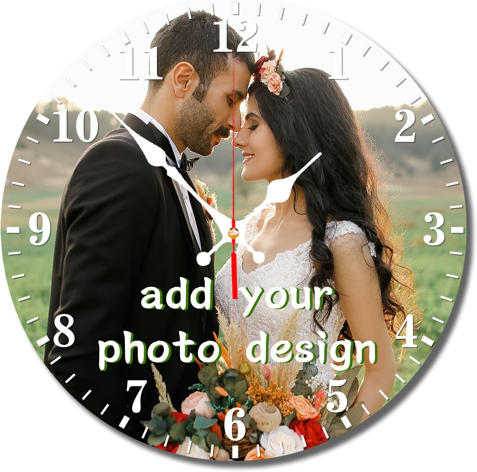 - Custom Clock Customized Wall Clocks Personalized Your Photo Text Name Silent (10 12 inch), PVC, Dial Plate Optional (10 * 10in)