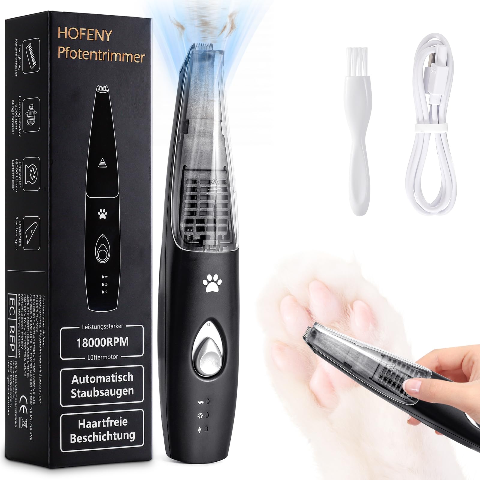 Extra Leiser Hundetrimmer Mit LED-Licht - Sanftes Schneiden Für Pfoten, Gesicht & Ohren