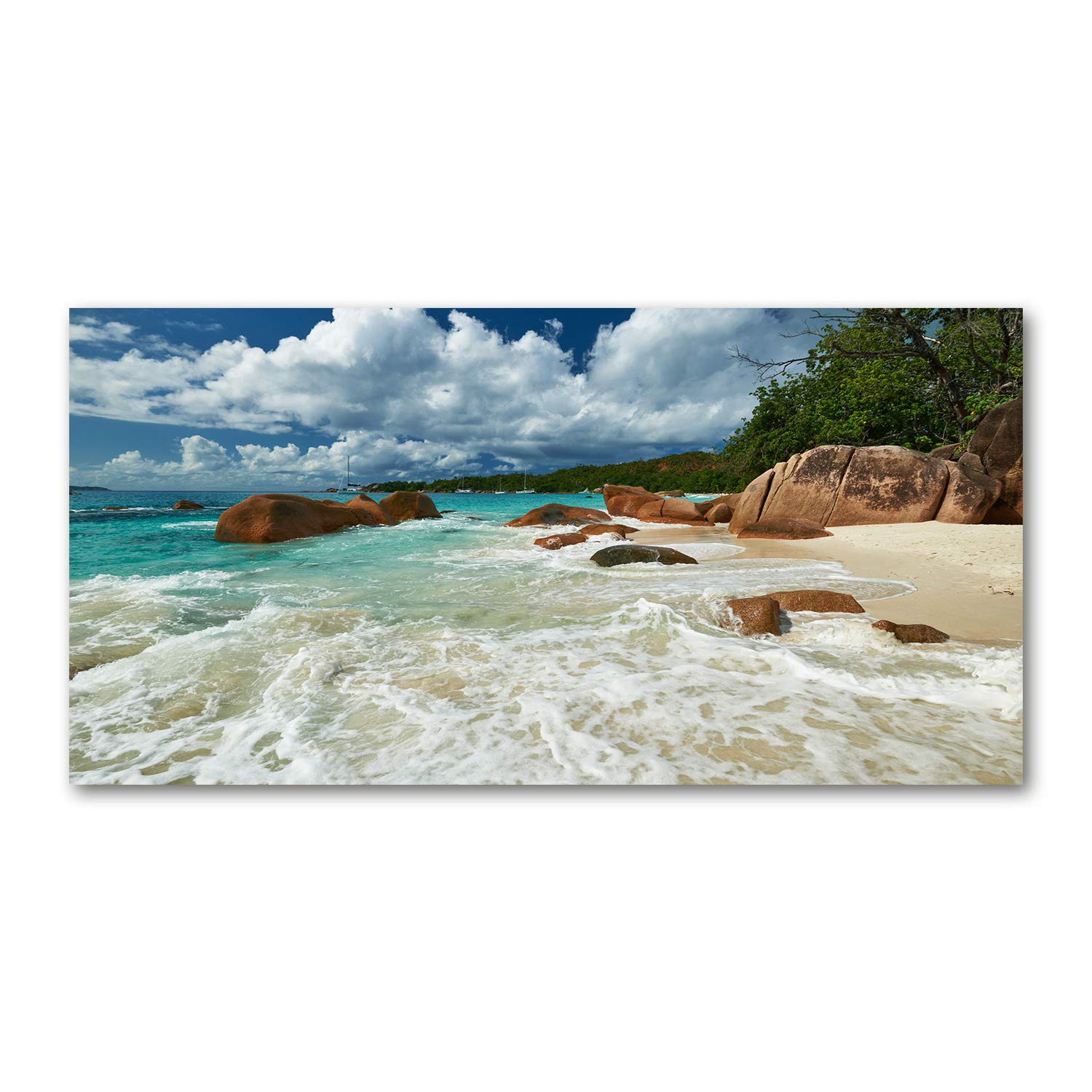 Art Mural Verre Acrylique Playa de Las Seychelles finition premium