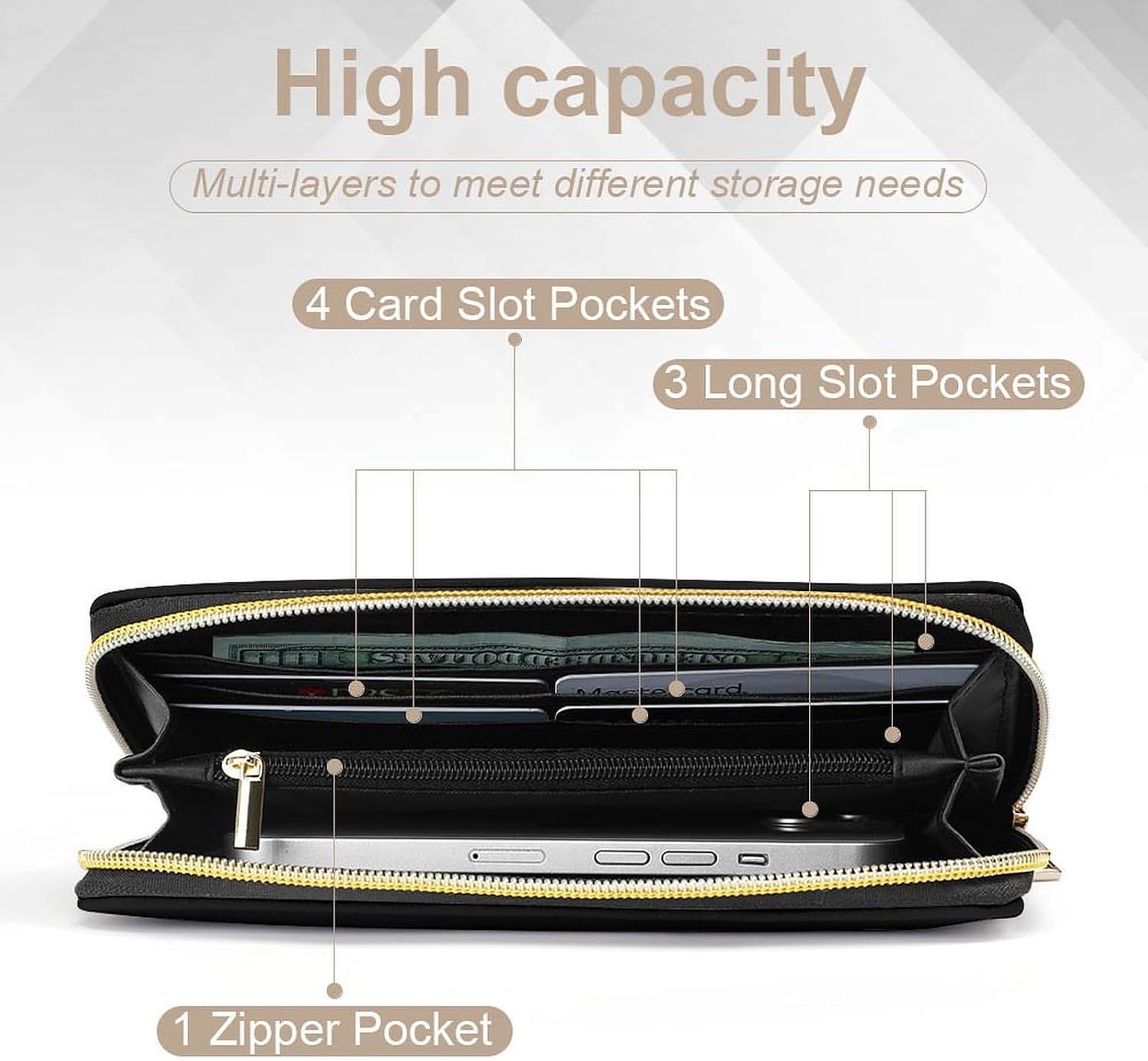 Colorful Piano Keyboard Music Note Long Wallet with Zip Rodeo Wallet Credit Card Holder Mini Purse Passport Bag for Men Women image 4