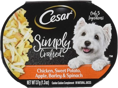 Cesar Simply Crafted CHC SWT PT APLBRLSPN Wet Dog Food in Natural JUICES 1.3 OZ 