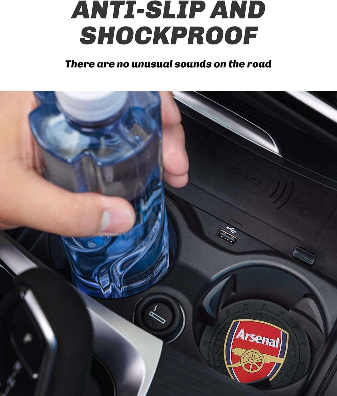 Cup Holder Insert Coaster for Arsenal UEFA Fans,Anti Slip Car Cup Coaster Interior Accessories image 2