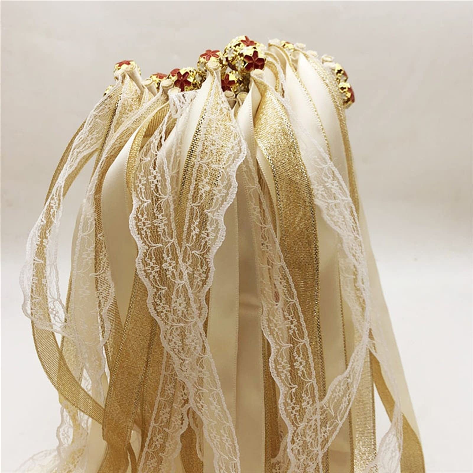 50 Pezzi Bacchette con Nastro Matrimonio, Bacchette da Sposa con