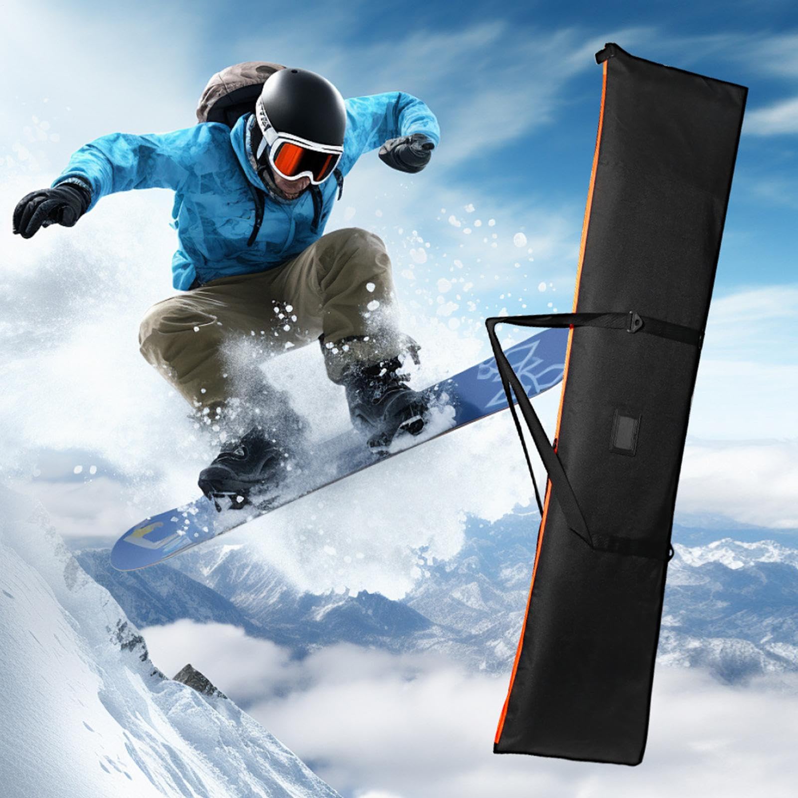 Schneeskitasche, wasserdichte Aufbewahrung, 167 x 41 cm, Snowboardtasche, Wintersporttasche, Schutzausrüstung, für Herren, Damen, Training