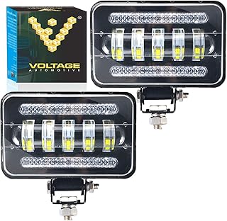 Voltage Automotive LED 4x6 Inch Dual High Low Beam Driving Fog Light 6000K For Off-Road Truck Semi Trailer Tractor (2 Pack)